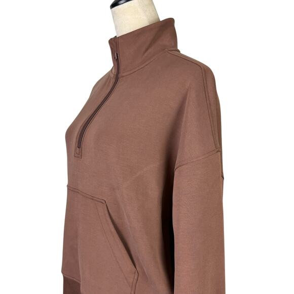 CRZ YOGA M/L SoftAura Brown Half Zip Funnel Neck Pocket Pullover Sweatshirt Top - Picture 7 of 12